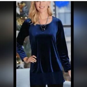 Neiman Marcus Luxurious Midnight Blue Velvet Women's Tunic size large